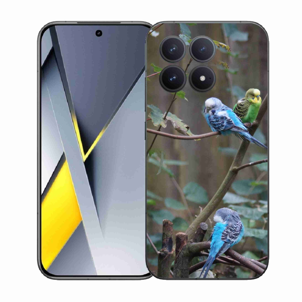 Gél borítás mmCase a Xiaomi Poco F8 Pro számára - papagájok az ágon