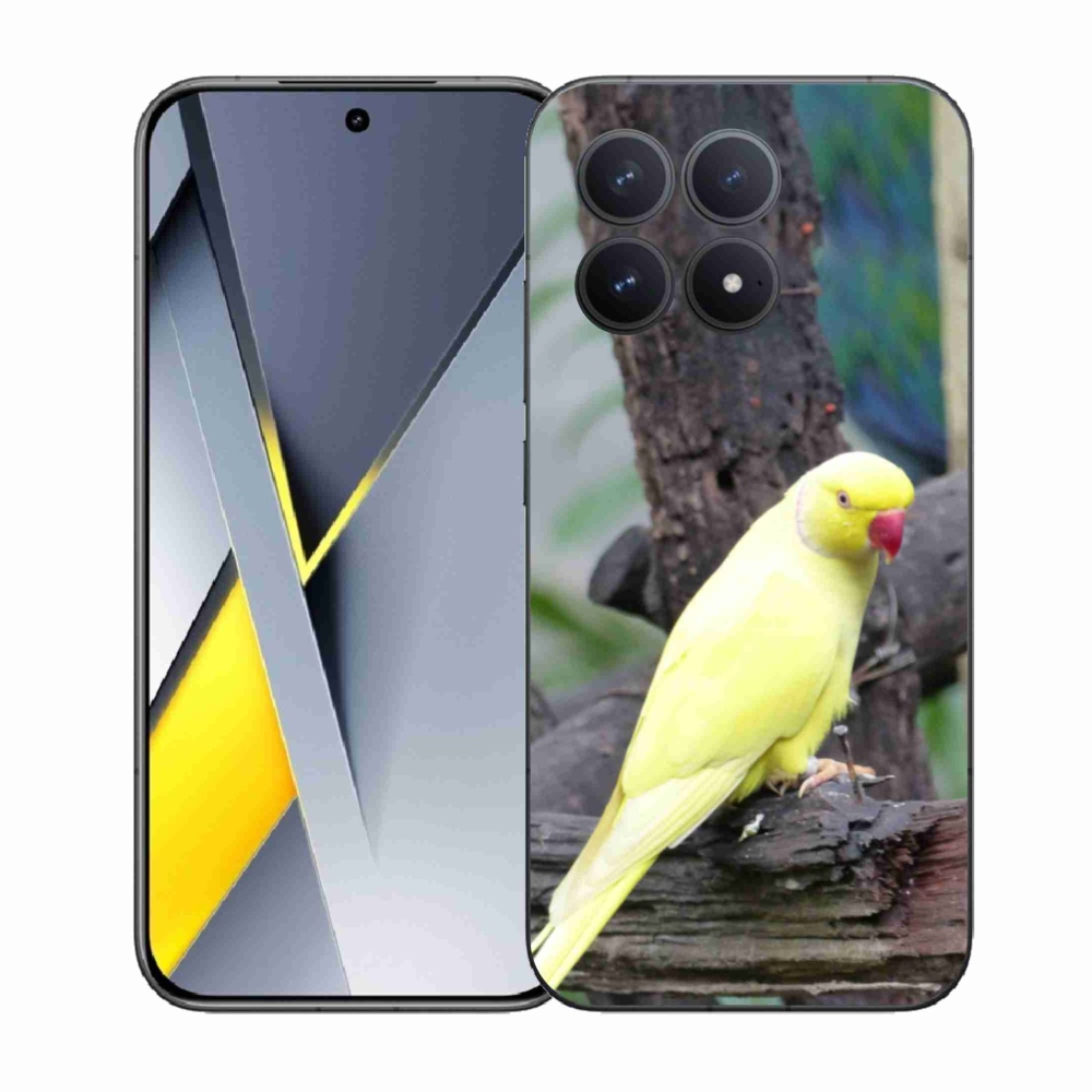 Gél borítás mmCase a Xiaomi Poco F8 Pro készülékhez - papagáj alexander sárga