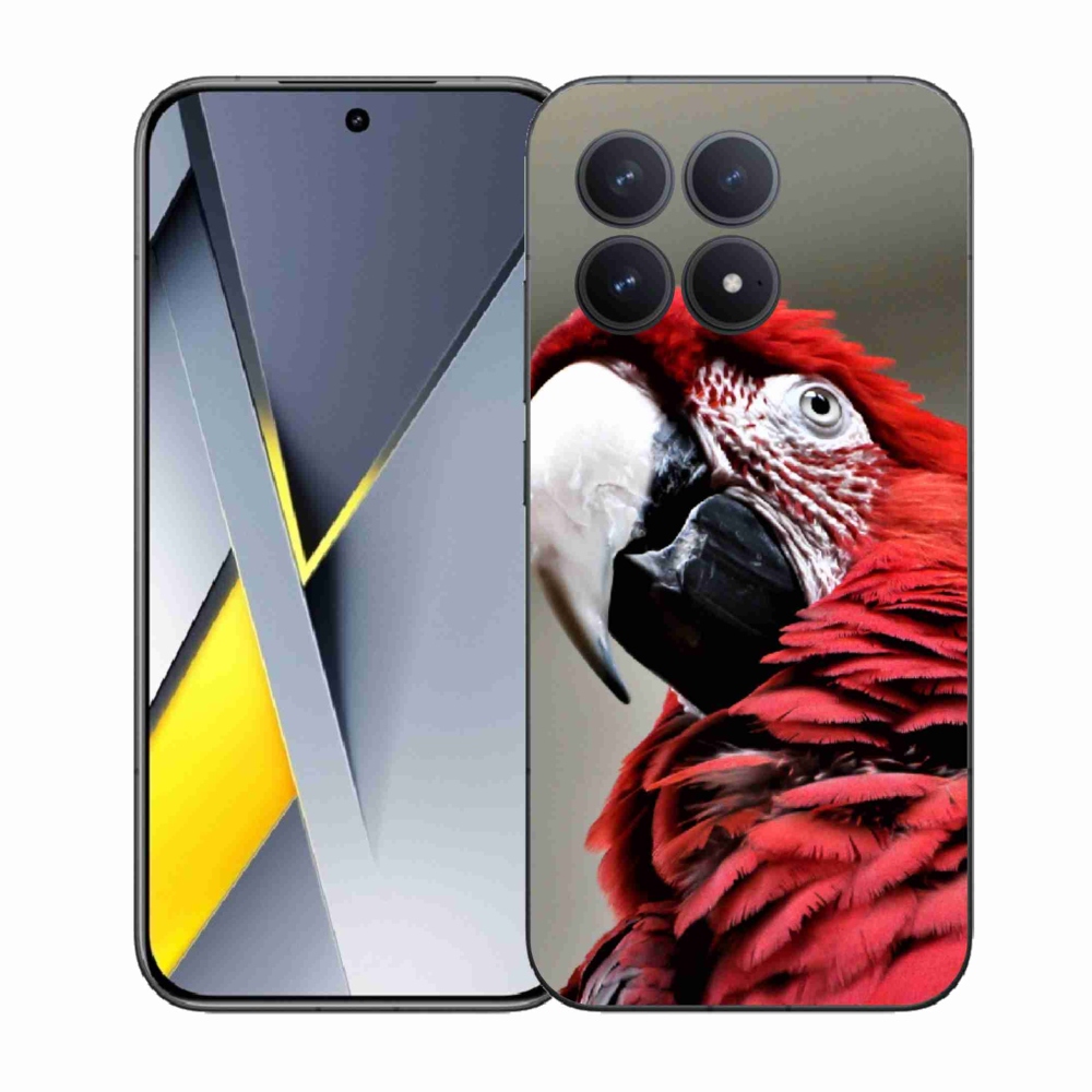 Gél borítás mmCase a Xiaomi Poco F8 Pro készülékhez - papagáj ara piros