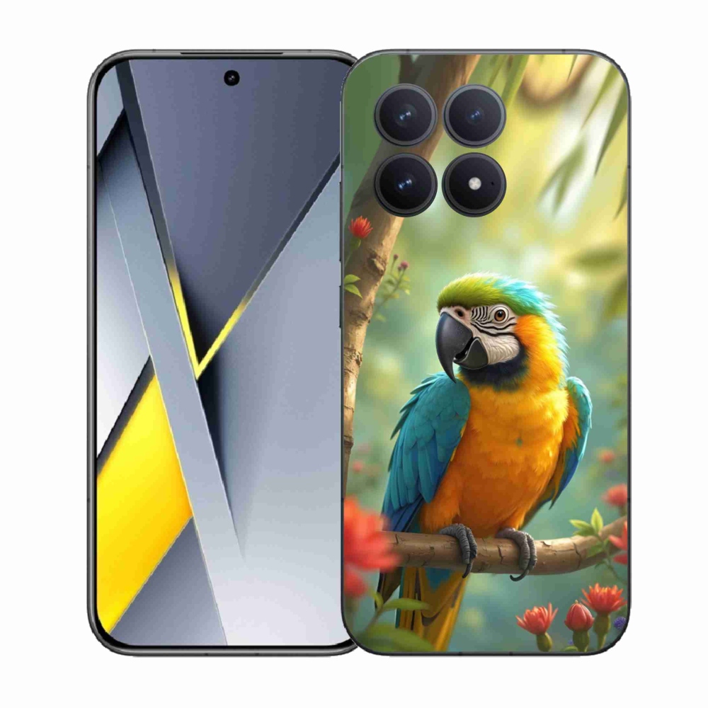 Gél borítás mmCase a Xiaomi Poco F8 Pro készülékhez - papagáj ara kék és sárga