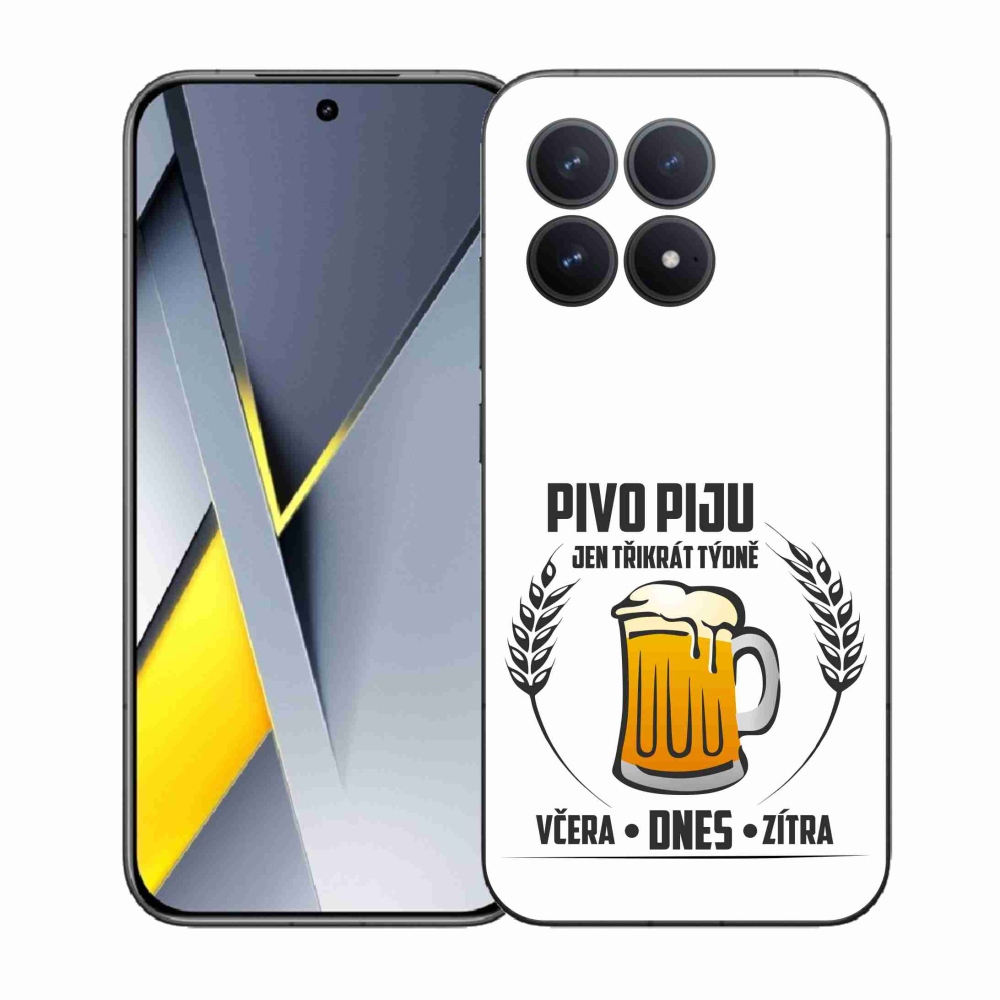 Gél borítás mmCase a Xiaomi Poco F8 Pro készülékhez - sör motívum fehér háttérrel