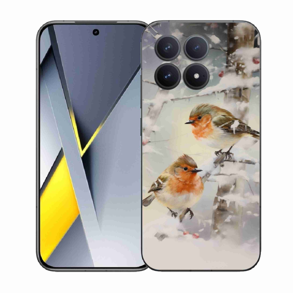 Gél borítás mmCase a Xiaomi Poco F8 Pro számára - madarak télen