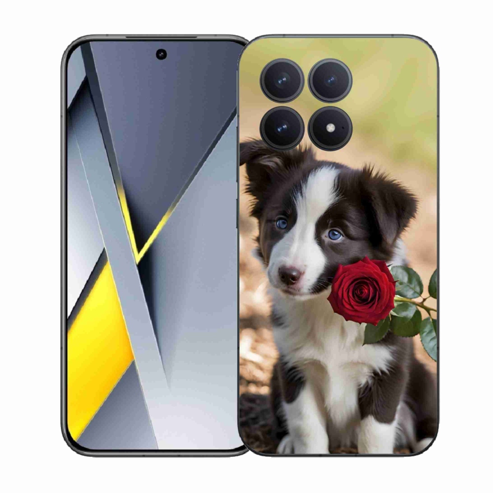 Gél borítás mmCase a Xiaomi Poco F8 Pro számára - aranyos border collie rózsával