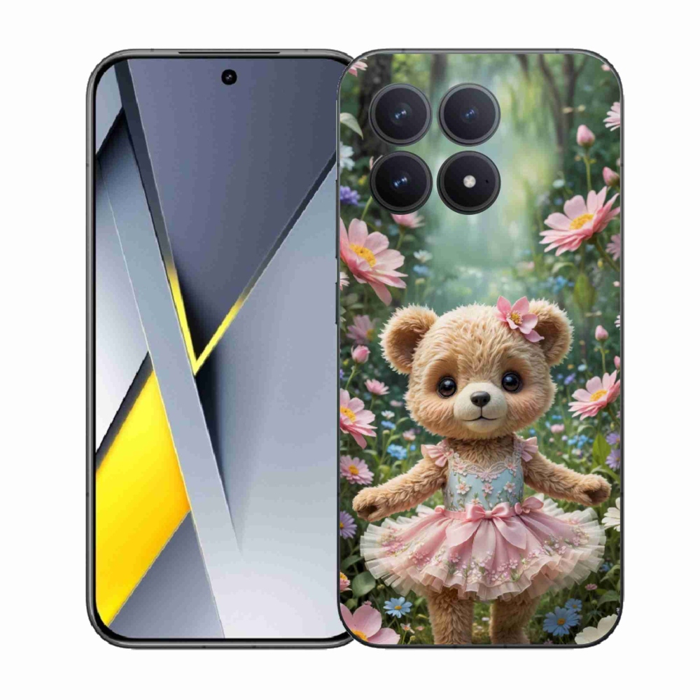 Gél borítás mmCase a Xiaomi Poco F8 Pro számára - aranyos mackó virágokkal