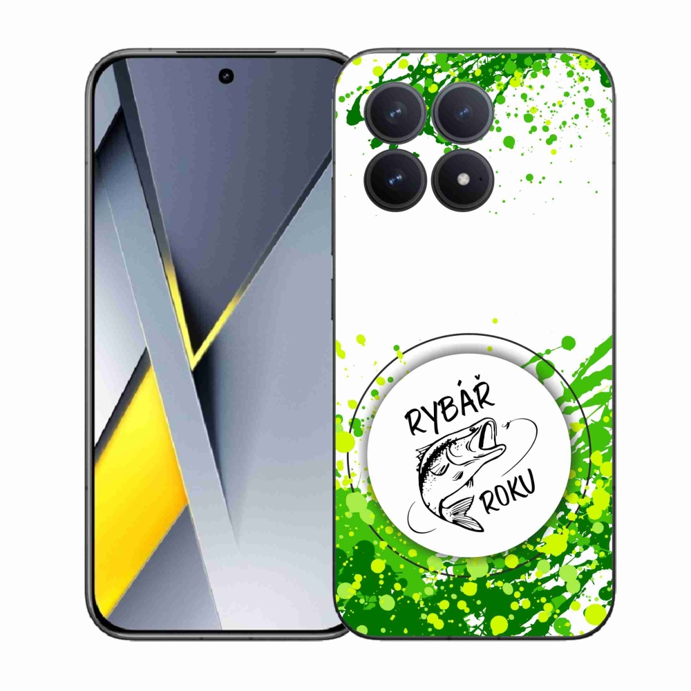 Gél borítás mmCase a Xiaomi Poco F8 Pro számára - az év horgásza fehér háttérrel