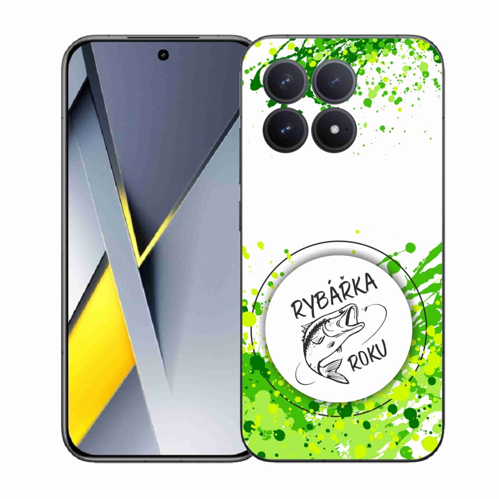 Gél borítás mmCase a Xiaomi Poco F8 Pro számára - az év horgásza fehér háttérrel