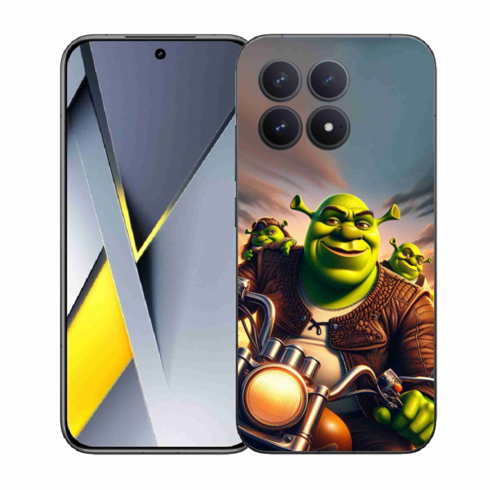Gél borítás mmCase a Xiaomi Poco F8 Pro számára - Shrek egy motorkerékpáron