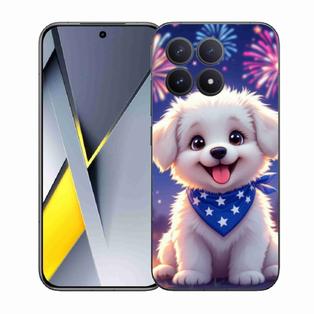 Gél borítás mmCase a Xiaomi Poco F8 Pro számára - ünnepi kölyökkutya
