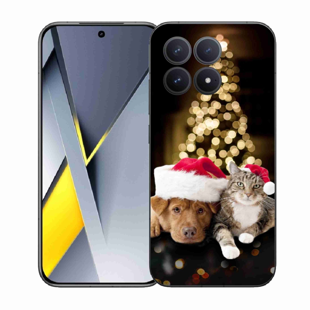 Gél borítás mmCase a Xiaomi Poco F8 Pro számára - Karácsonyi kutya és macska