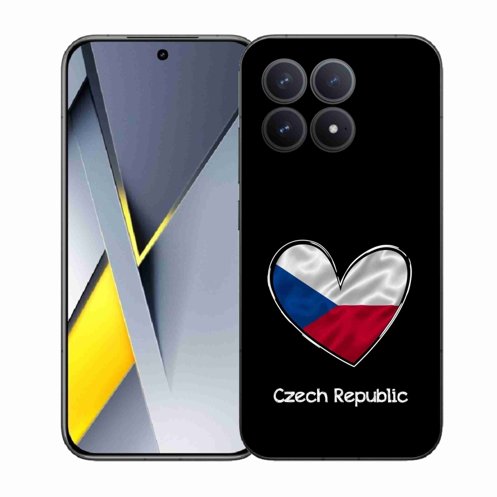 Gél borítás mmCase a Xiaomi Poco F8 Pro számára - zászlós szív fekete háttérrel