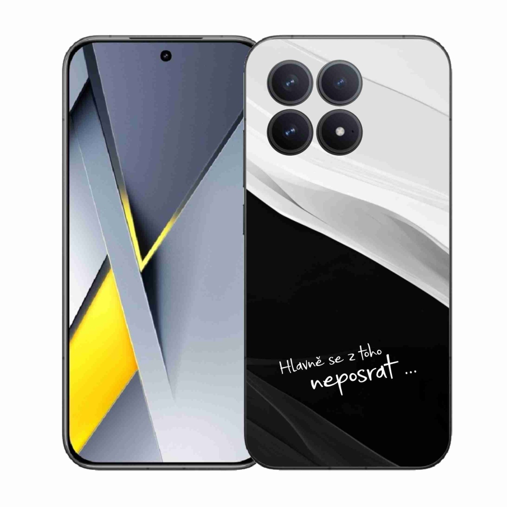 Gél borító mmCase a Xiaomi Poco F8 Pro számára - vicces szöveg 13 fekete és fehér háttérrel