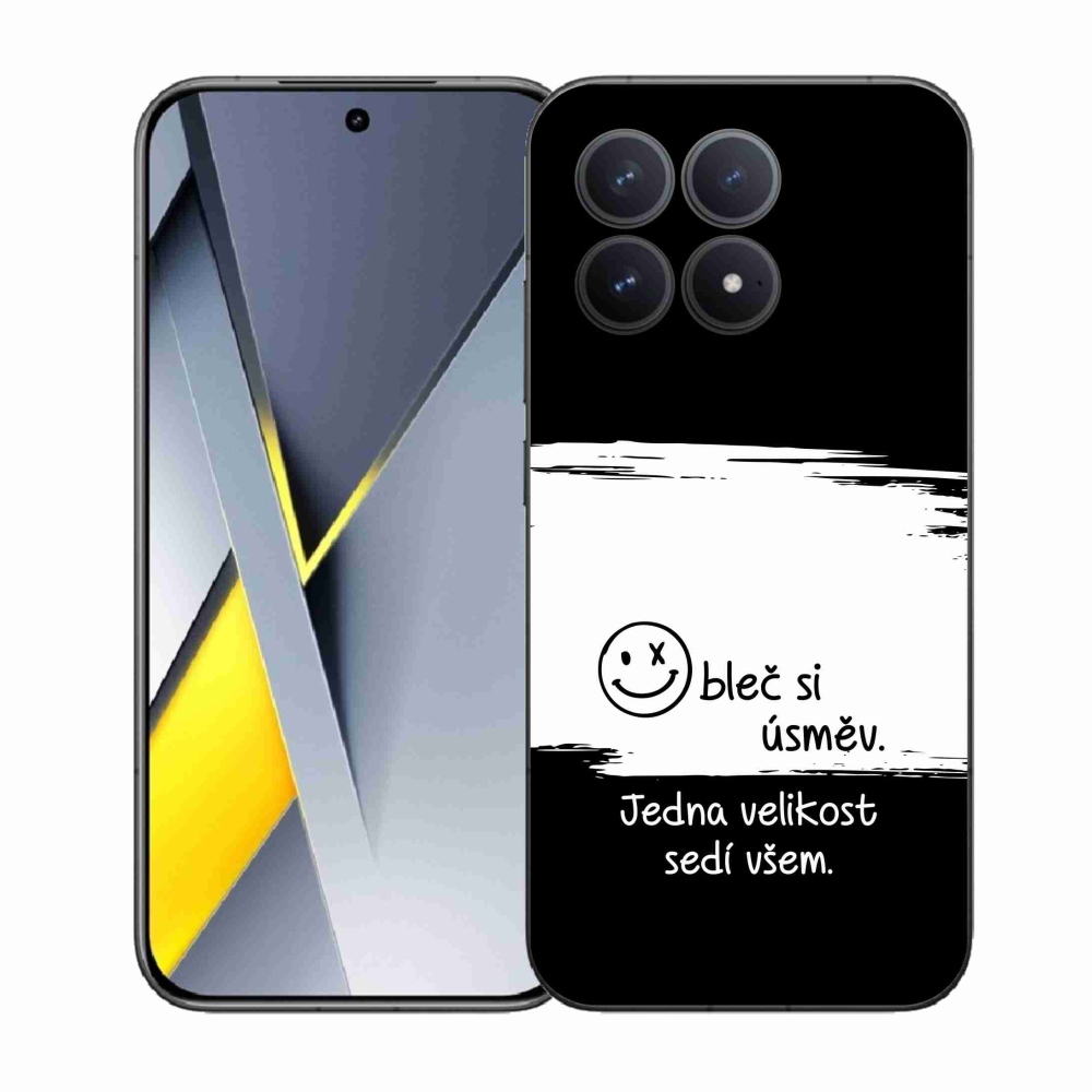 Gél borító mmCase a Xiaomi Poco F8 Pro számára - vicces szöveg 8 fekete-fehér háttérrel