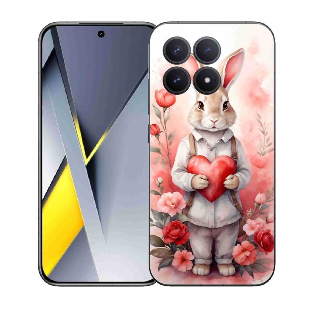 Gél borítás mmCase a Xiaomi Poco F8 Pro számára - nyúl szívvel