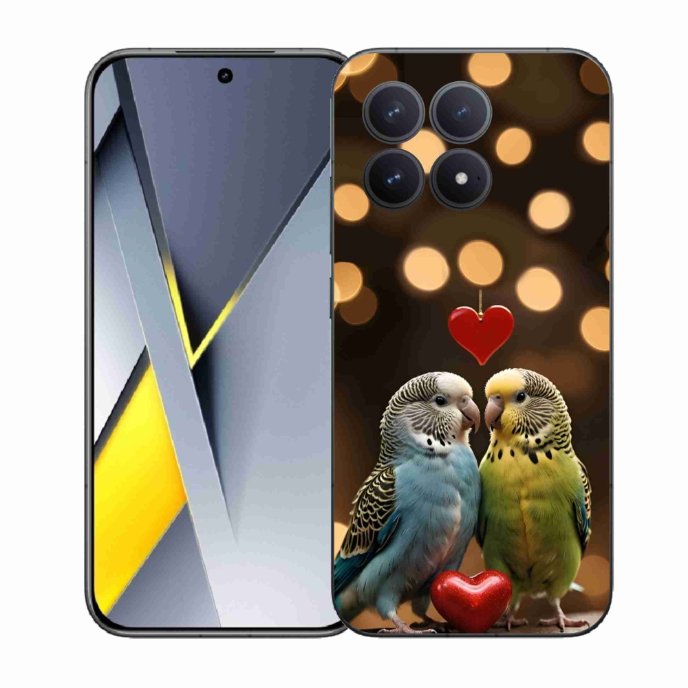 Gél borítás mmCase a Xiaomi Poco F8 Pro számára - szerelmes papagájok
