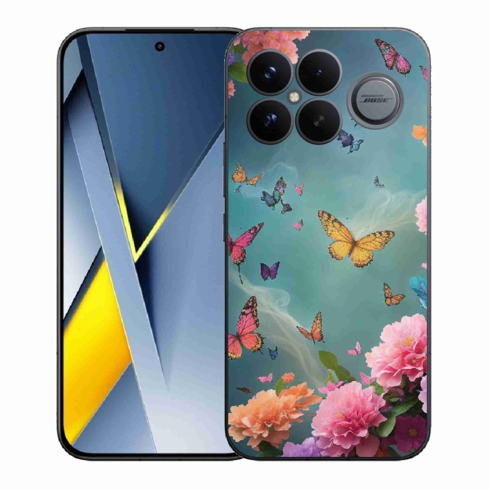 Gél borítás mmCase a Xiaomi Poco F8 Ultra számára - színes virágok és pillangók