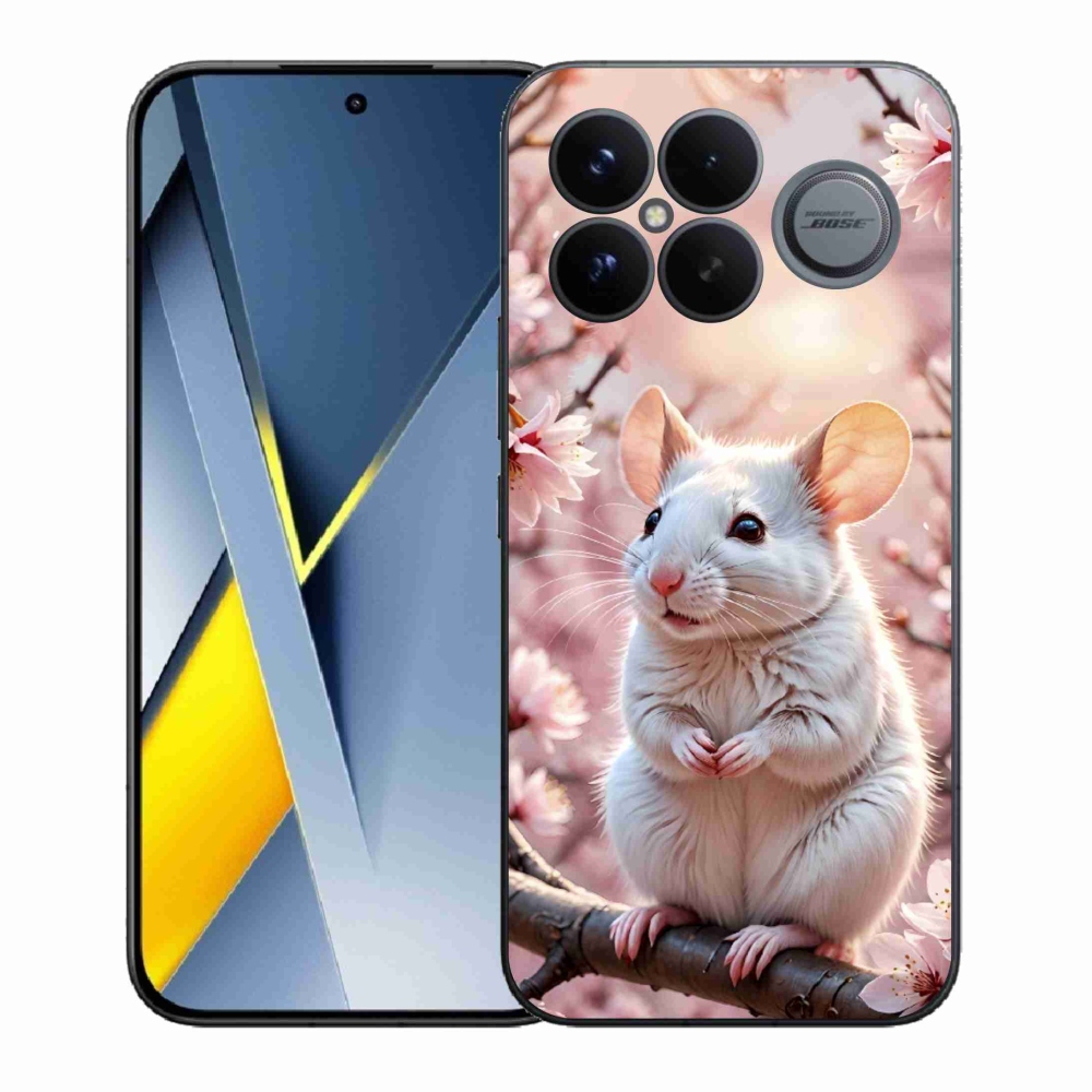 Gél borító mmCase a Xiaomi Poco F8 Ultra számára - fehér egér az ágon