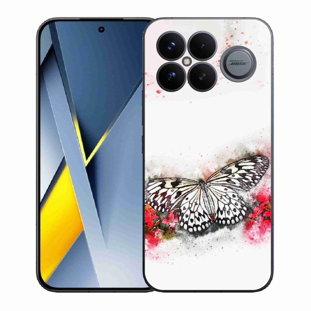 Gél borítás mmCase a Xiaomi Poco F8 Ultra számára - fekete és fehér pillangó