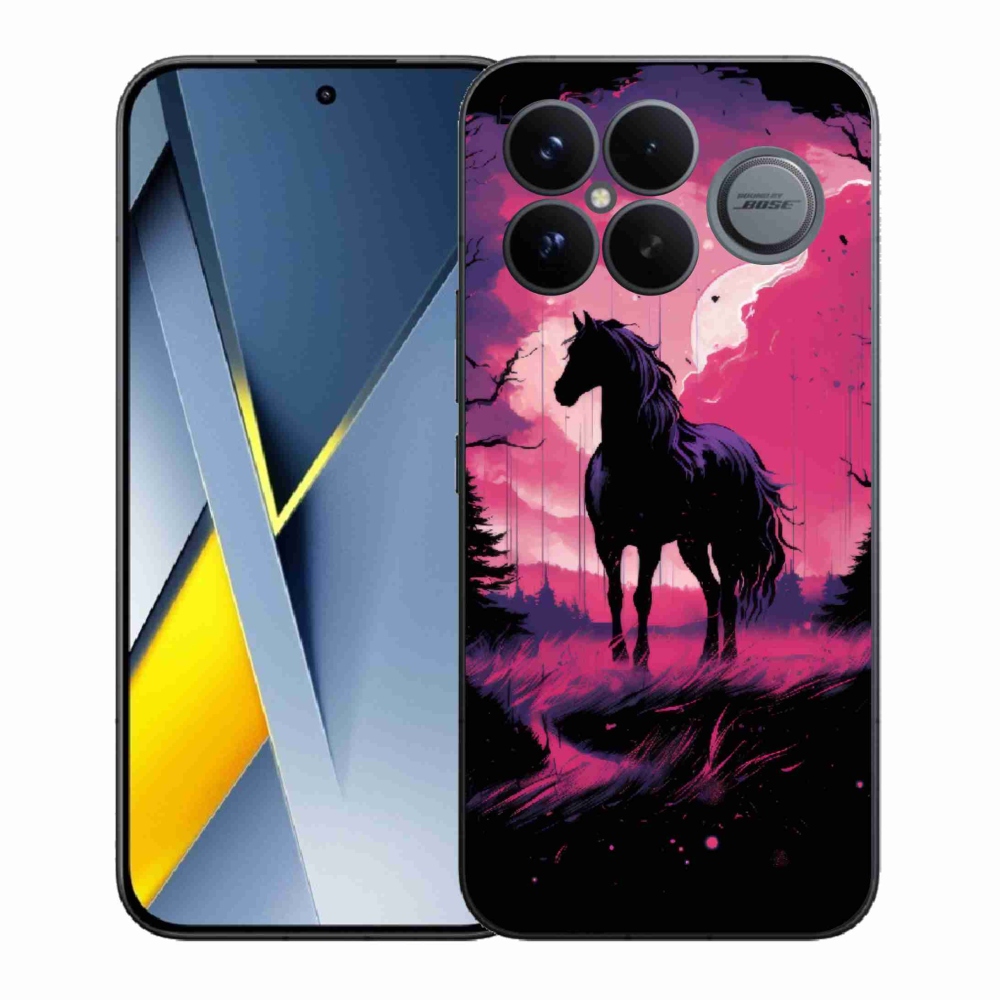 Gél borítás mmCase a Xiaomi Poco F8 Ultra számára - fekete rajzfilm ló 1