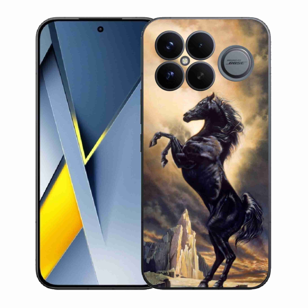 Gél borítás mmCase a Xiaomi Poco F8 Ultra számára - fekete rajzfilm ló