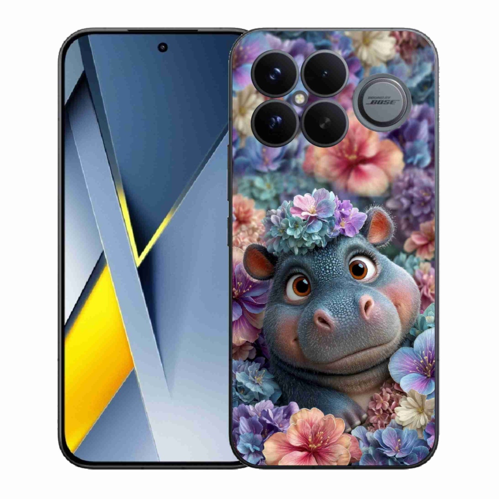 Gél borítás mmCase a Xiaomi Poco F8 Ultra számára - víziló virágokban