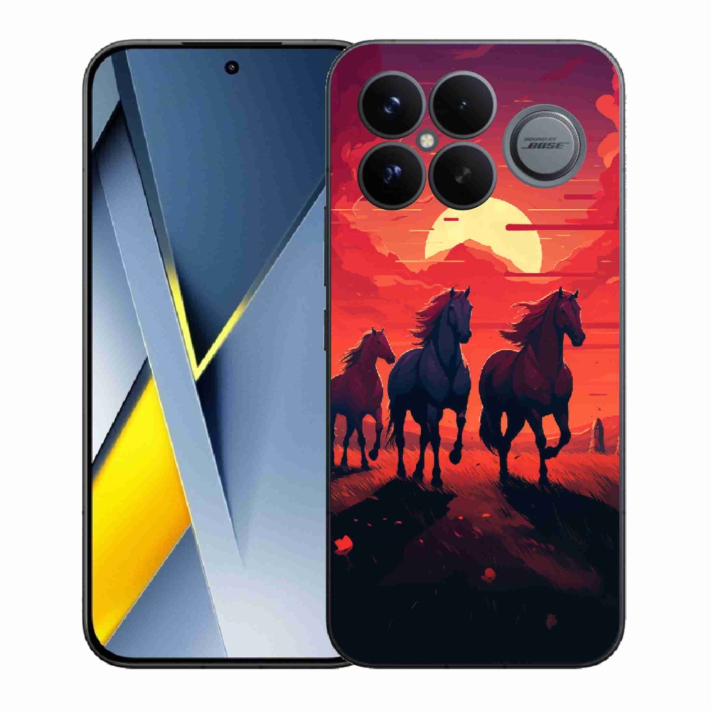 Gél borítás mmCase a Xiaomi Poco F8 Ultra számára - lovak és naplemente