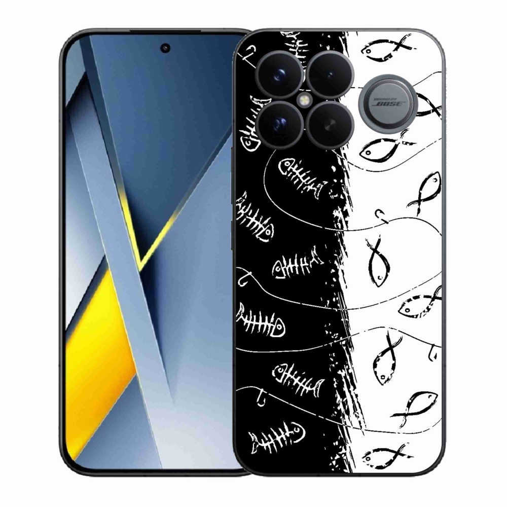 Gél borító mmCase a Xiaomi Poco F8 Ultra számára - csontvázak és halak