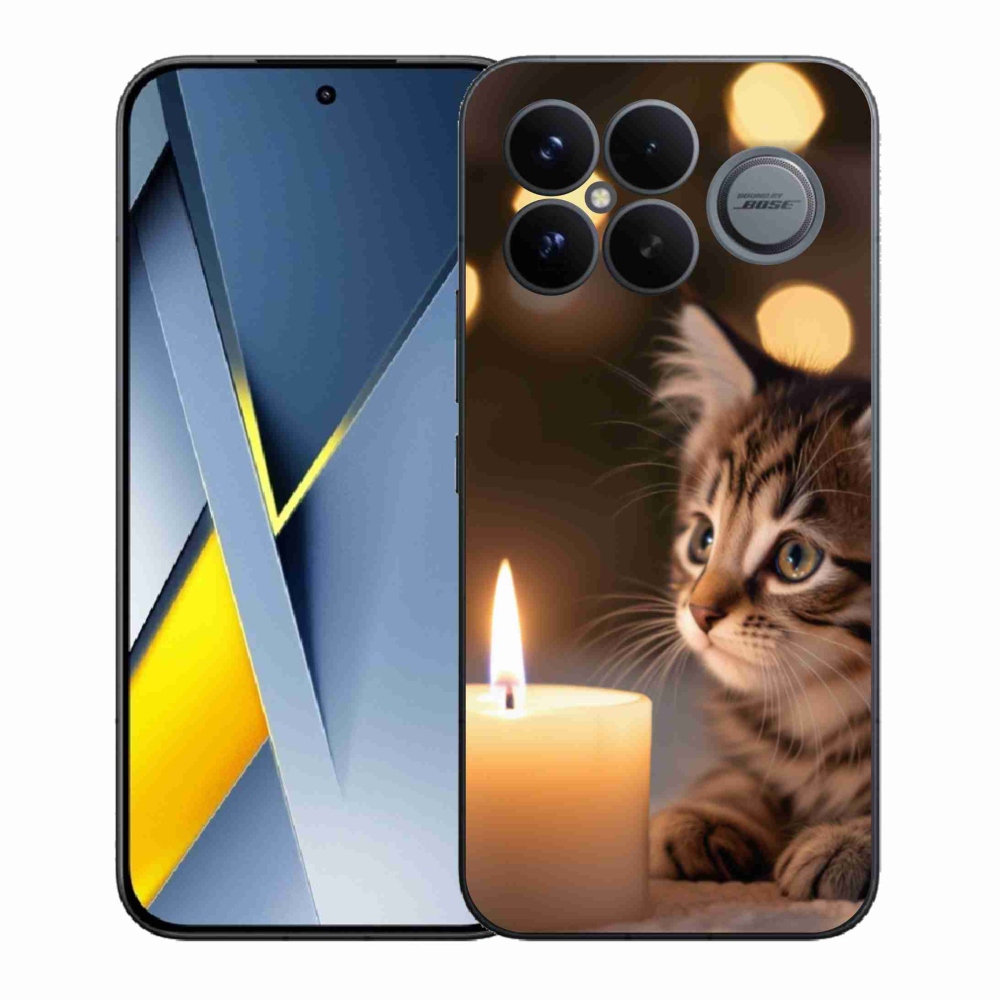 Gél borítás mmCase a Xiaomi Poco F8 Ultra számára - cica és gyertya