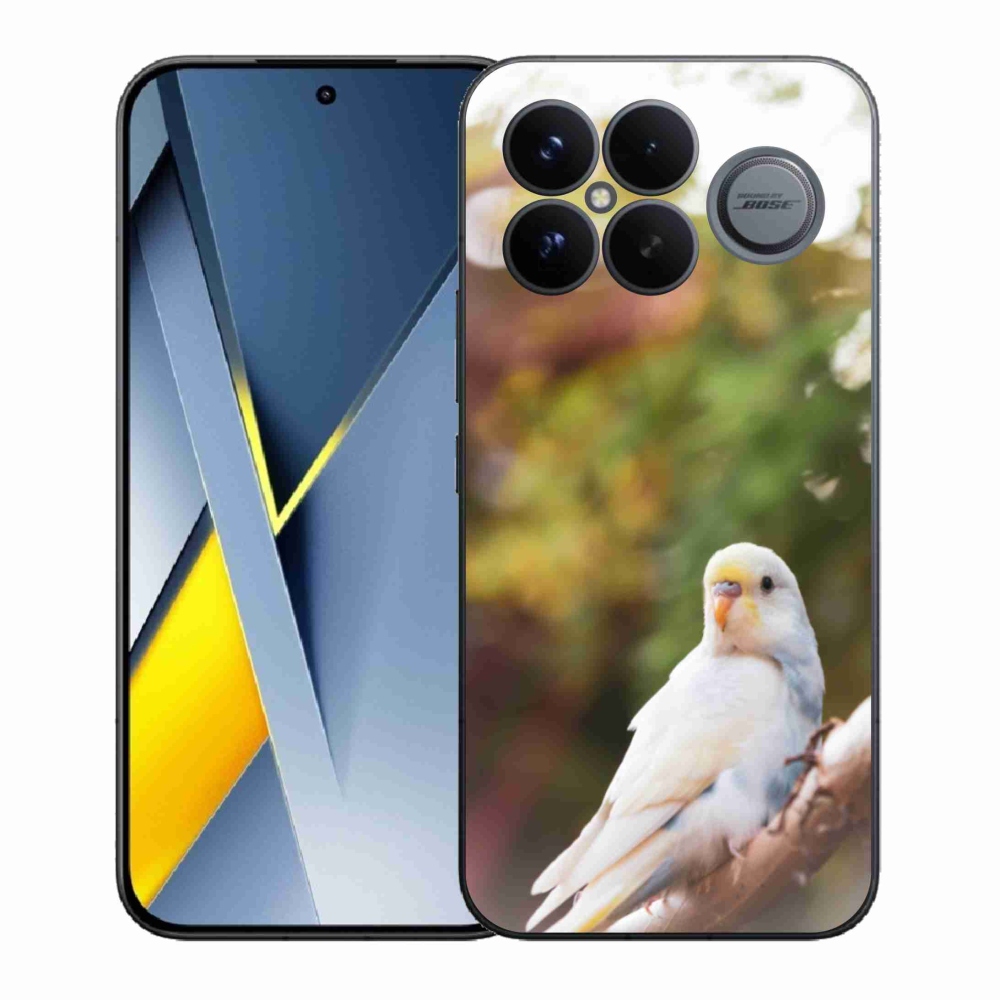 Zselés borítás mmCase a Xiaomi Poco F8 Ultra számára - papagáj andulka fehér