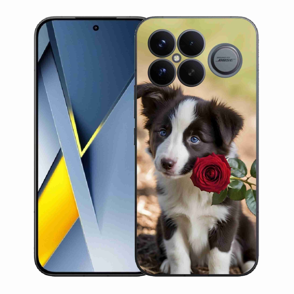 Gél borítás mmCase a Xiaomi Poco F8 Ultra számára - aranyos border collie rózsával