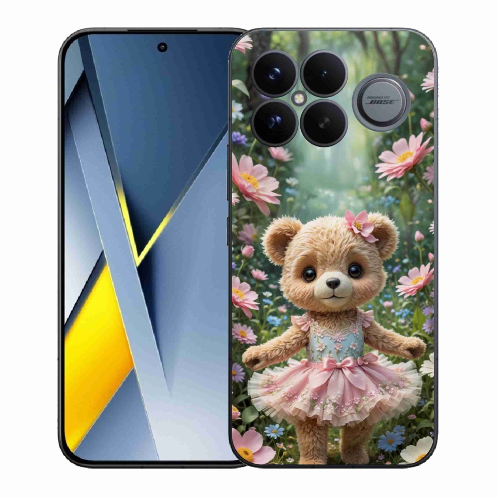 Gél borítás mmCase a Xiaomi Poco F8 Ultra számára - aranyos mackó virágokkal