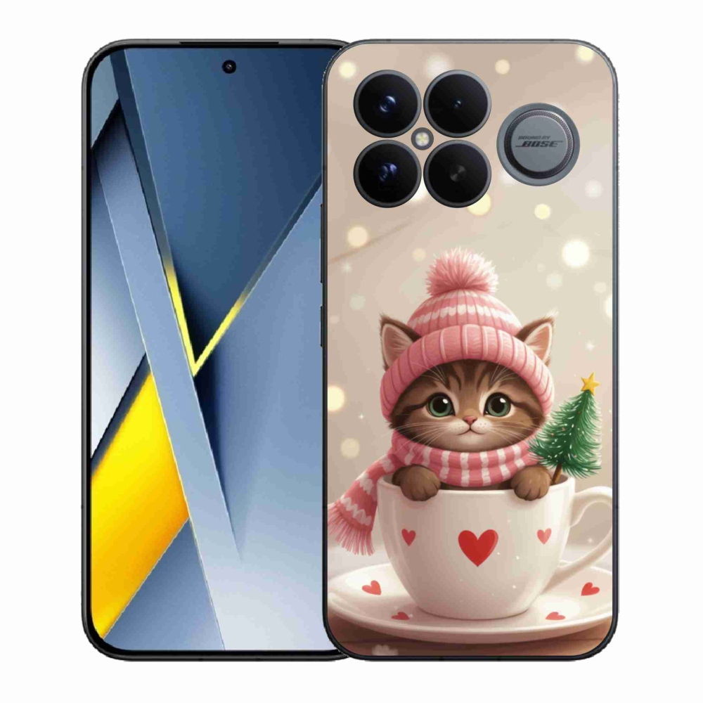 Gél borítás mmCase a Xiaomi Poco F8 Ultra számára - Karácsonyi cica a csészében