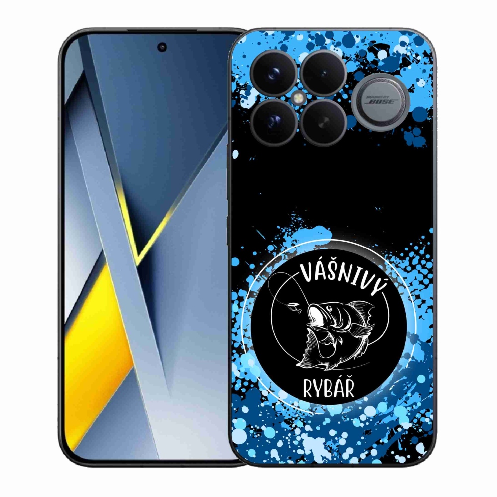 Gél borító mmCase a Xiaomi Poco F8 Ultra számára - szenvedélyes halász fekete háttérrel