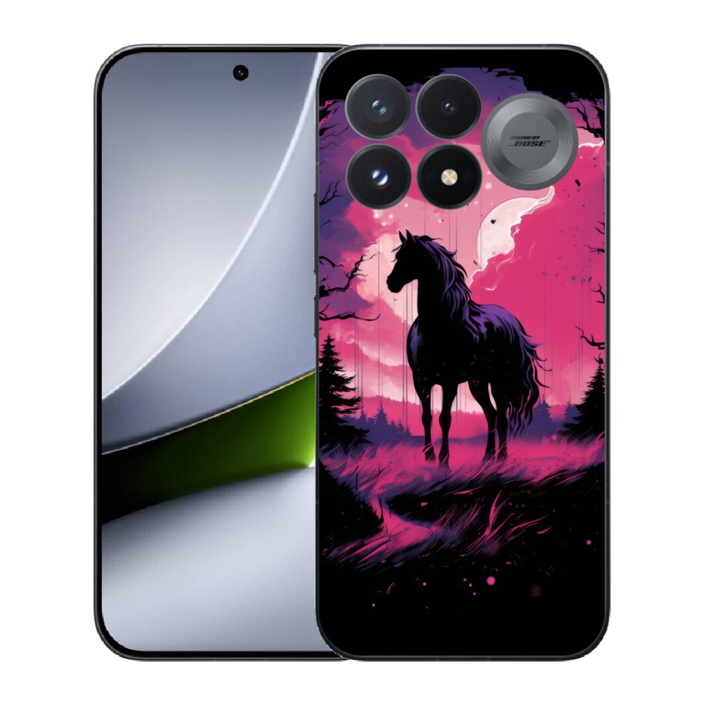 mmCase gél tok a Xiaomi Poco F9 Pro 5G-hez – fekete rajzolt ló 1