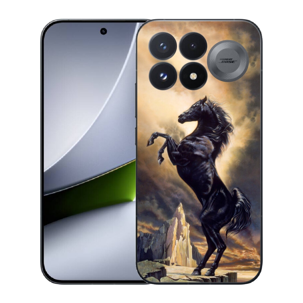 mmCase géltok a Xiaomi Poco F9 Pro 5G-hez – fekete rajzolt ló