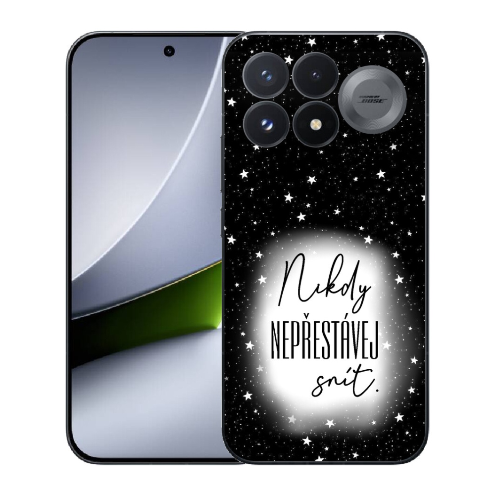 mmCase géltok a Xiaomi Poco F9 Pro 5G-hez – idézet 1, fekete-fehér háttérrel