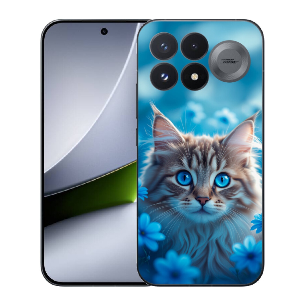 mmCase gél tok a Xiaomi Poco F9 Pro 5G-hez – kiscica kék virágok között