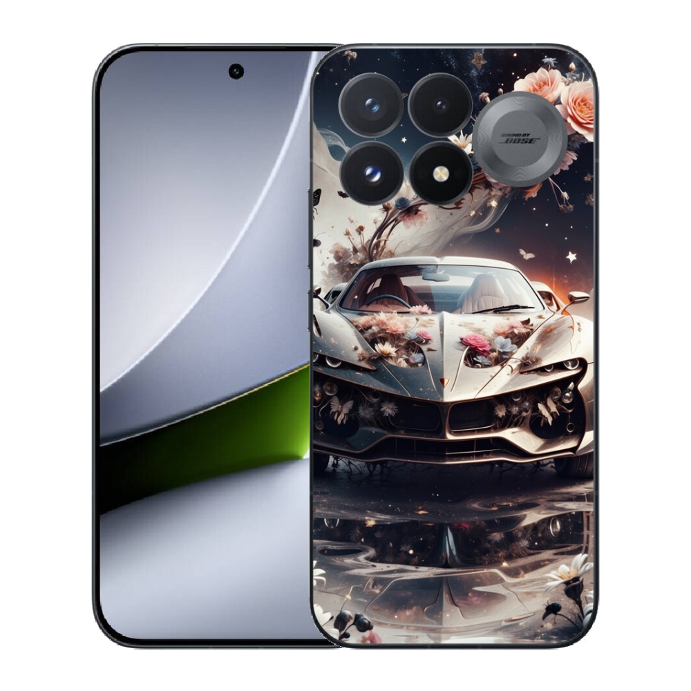 mmCase gél tok a Xiaomi Poco F9 Pro 5G-hez – virágos sportautó