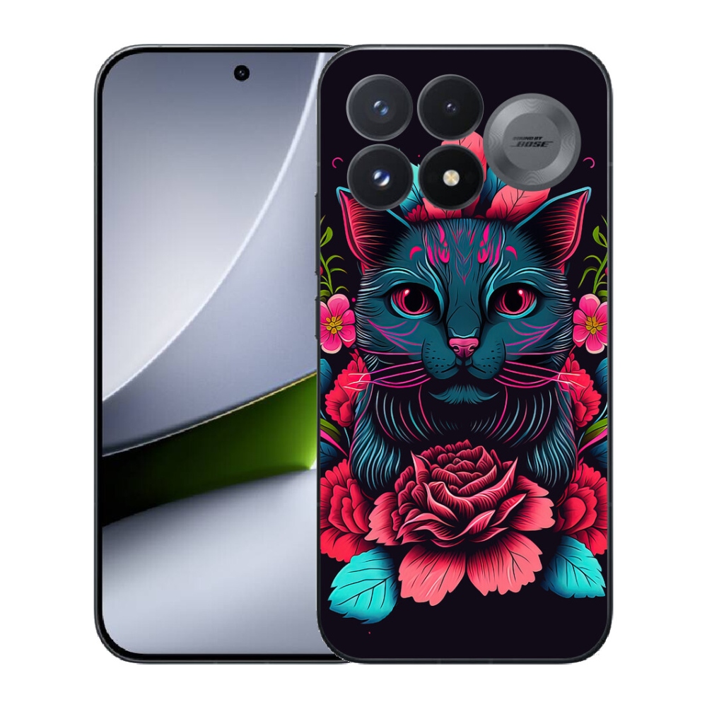 mmCase géltok a Xiaomi Poco F9 Pro 5G-hez – virágok és macska