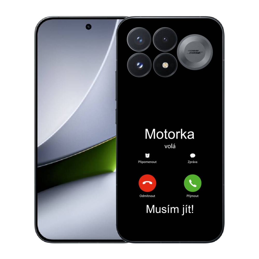 mmCase géltok a Xiaomi Poco F9 Pro 5G-hez – „A motor hív” felirattal, fekete háttérrel