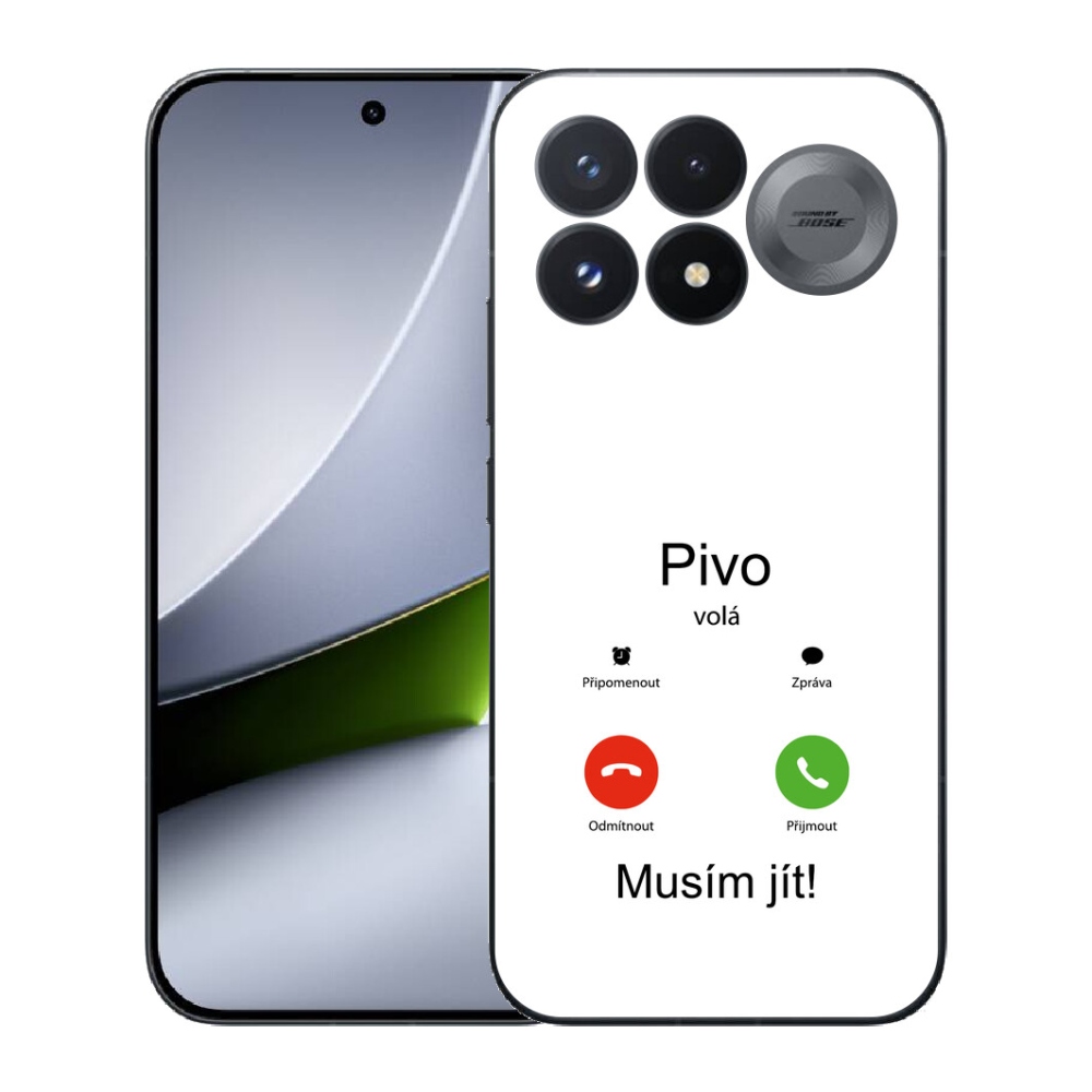 mmCase géltok a Xiaomi Poco F9 Pro 5G-hez – „A sör hív” fehér háttérrel