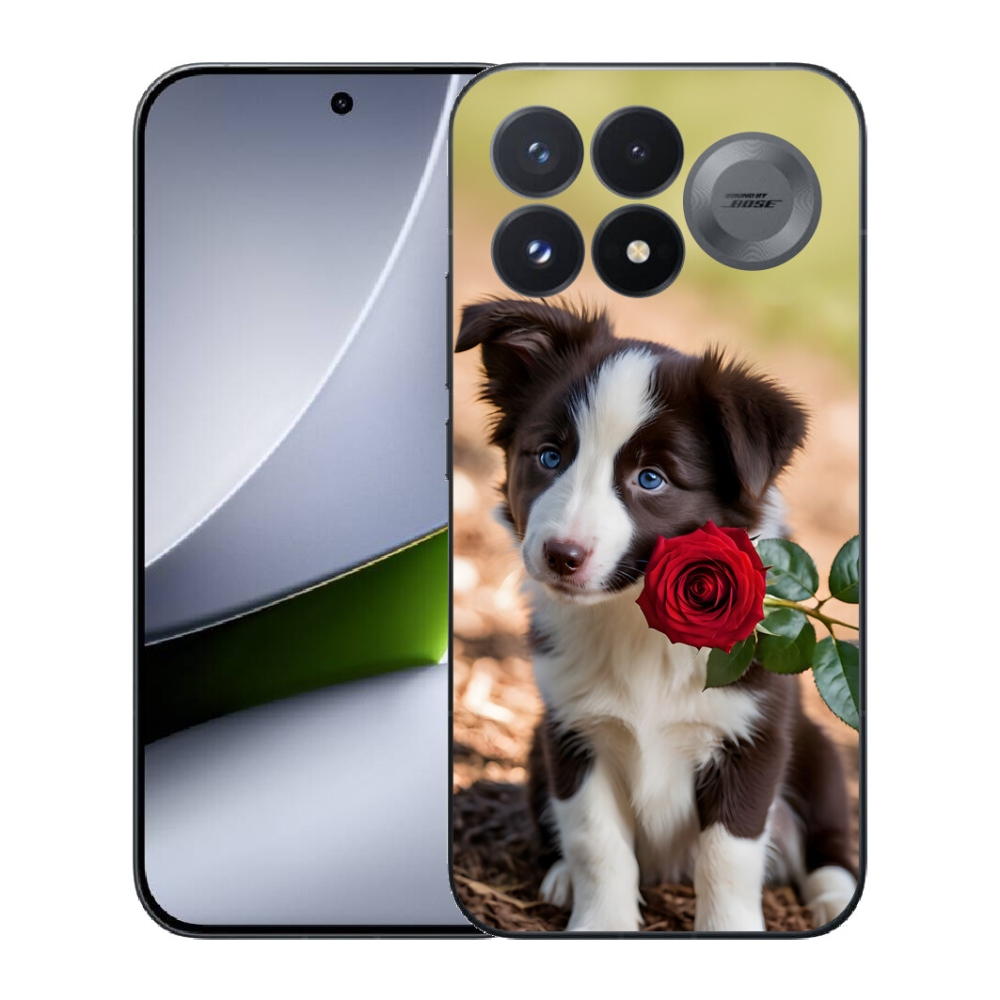 mmCase gél tok a Xiaomi Poco F9 Pro 5G-hez – aranyos border collie rózsával