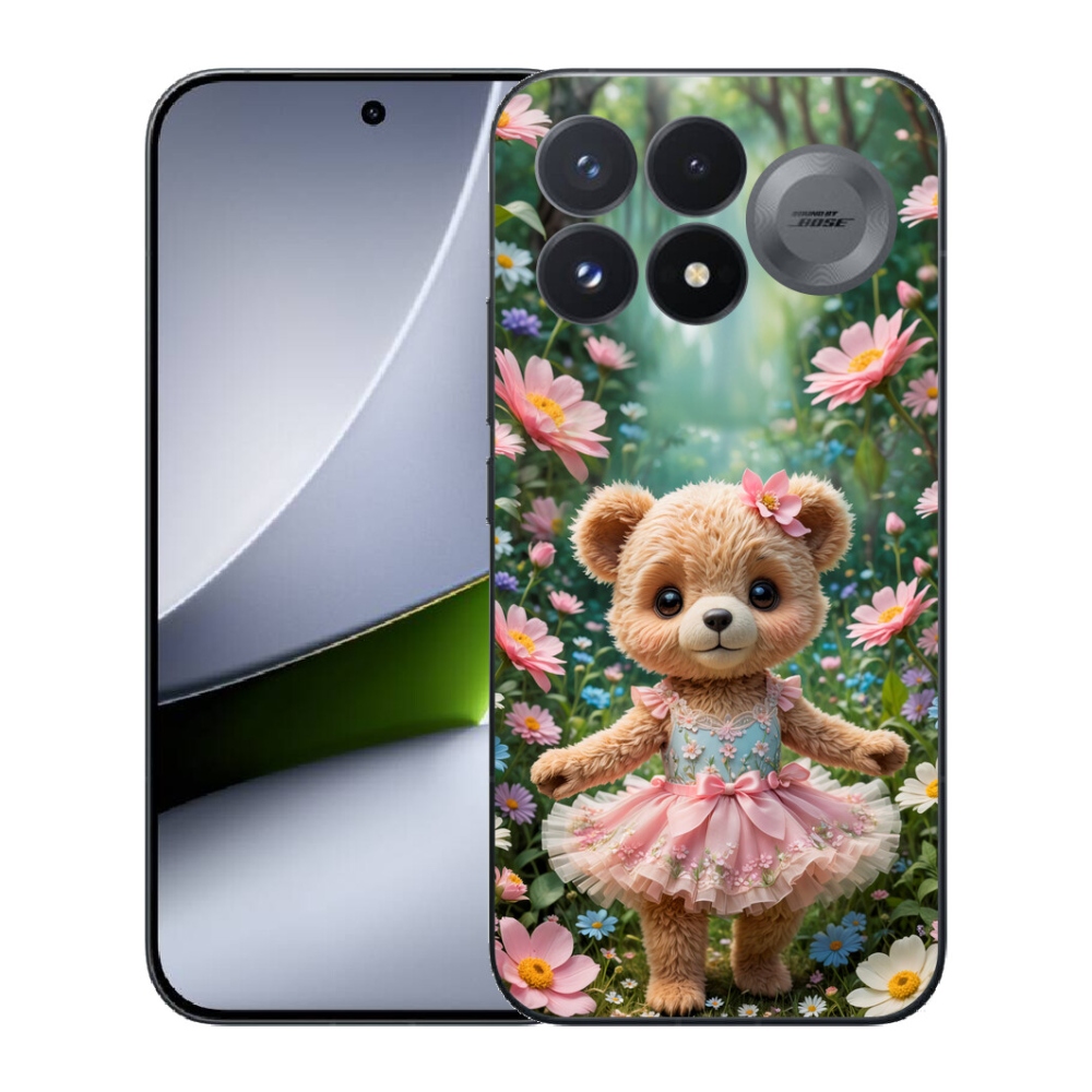mmCase gél tok a Xiaomi Poco F9 Pro 5G-hez – aranyos mackó virágok között