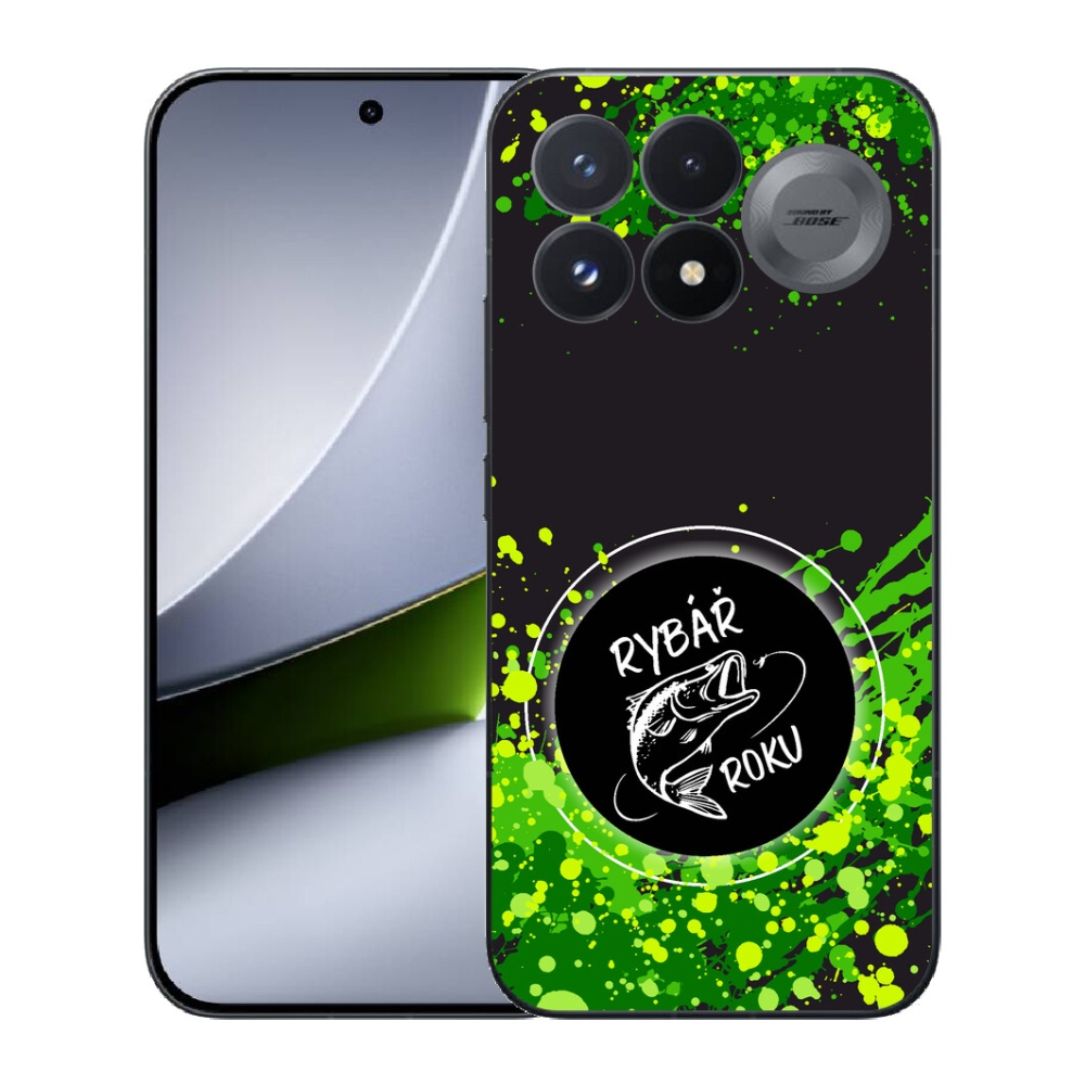 mmCase géltok a Xiaomi Poco F9 Pro 5G-hez – „Az év horgásza” fekete háttérrel