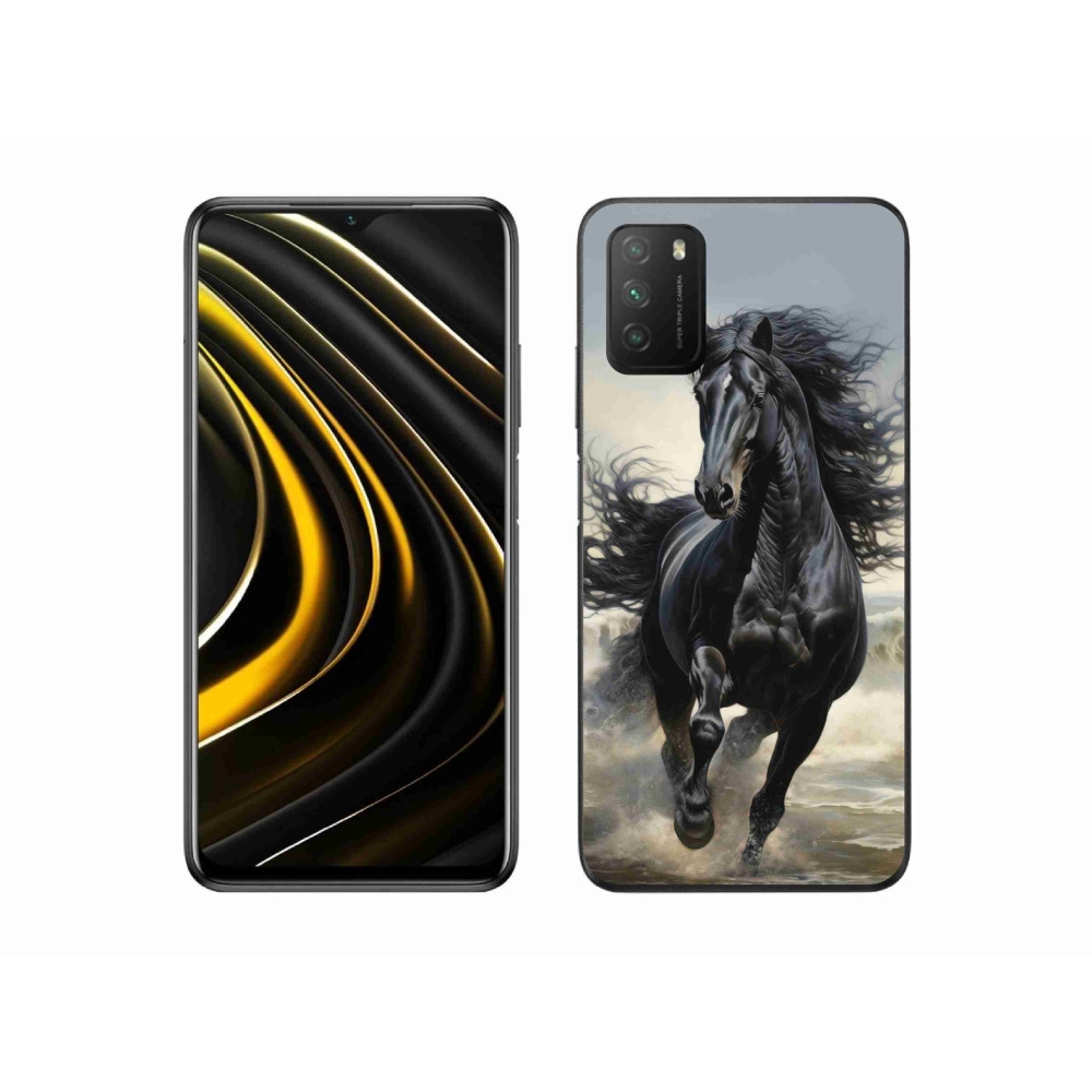Gél borítás mmCase a Xiaomi Poco M3-hoz - futó fekete ló