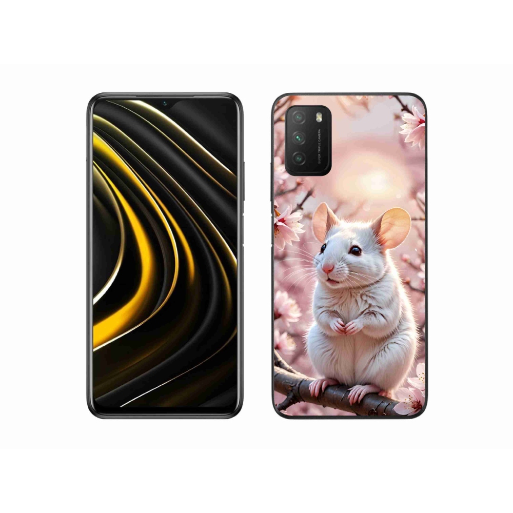 Gél borító mmCase a Xiaomi Poco M3-hoz - fehér egér az ágon