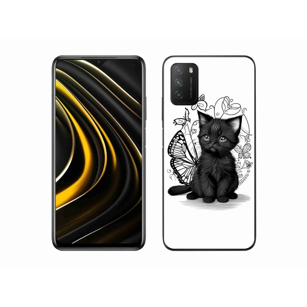 Gél borítás mmCase a Xiaomi Poco M3-hoz - fekete cica