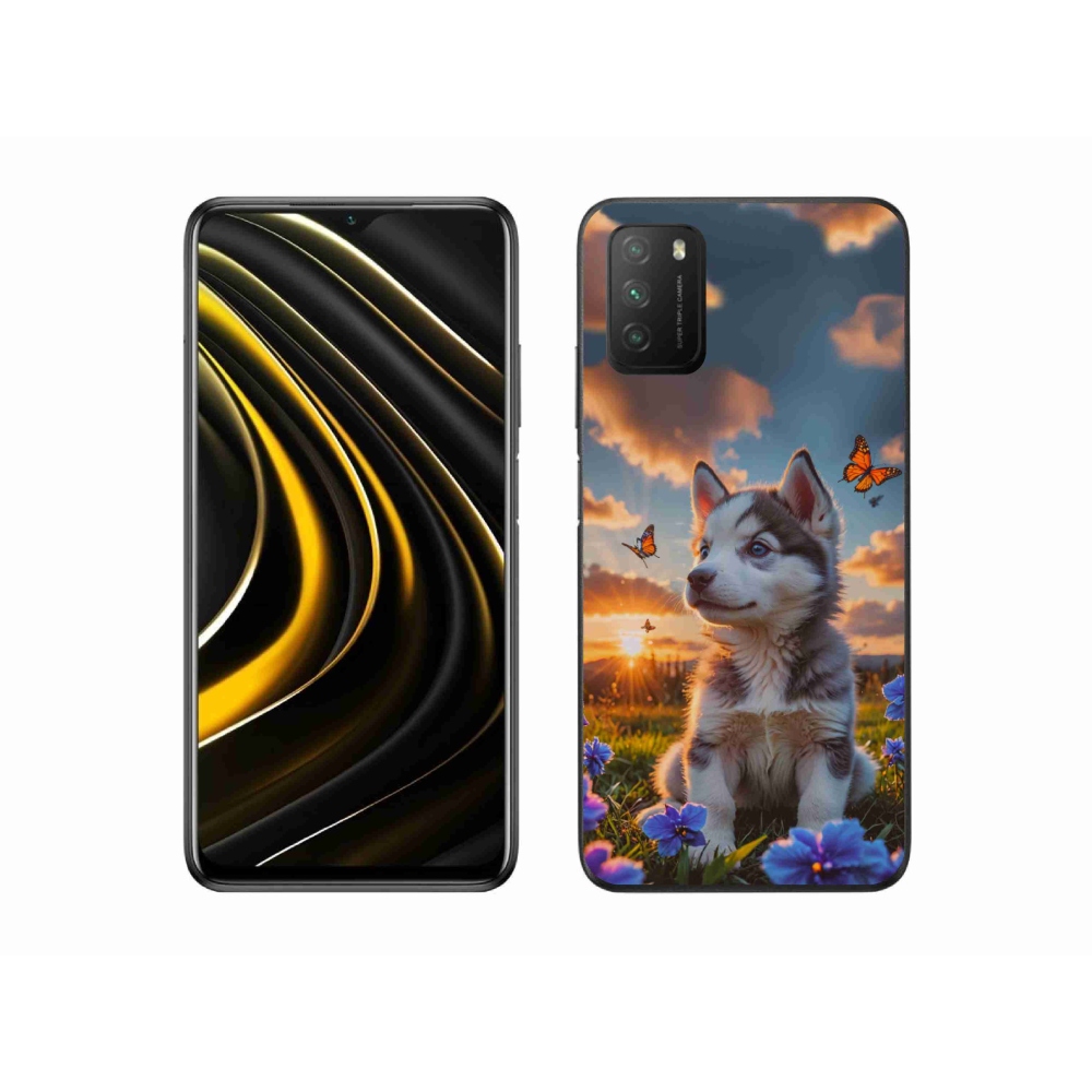 Gél borítás mmCase a Xiaomi Poco M3-hoz - husky a naplementében