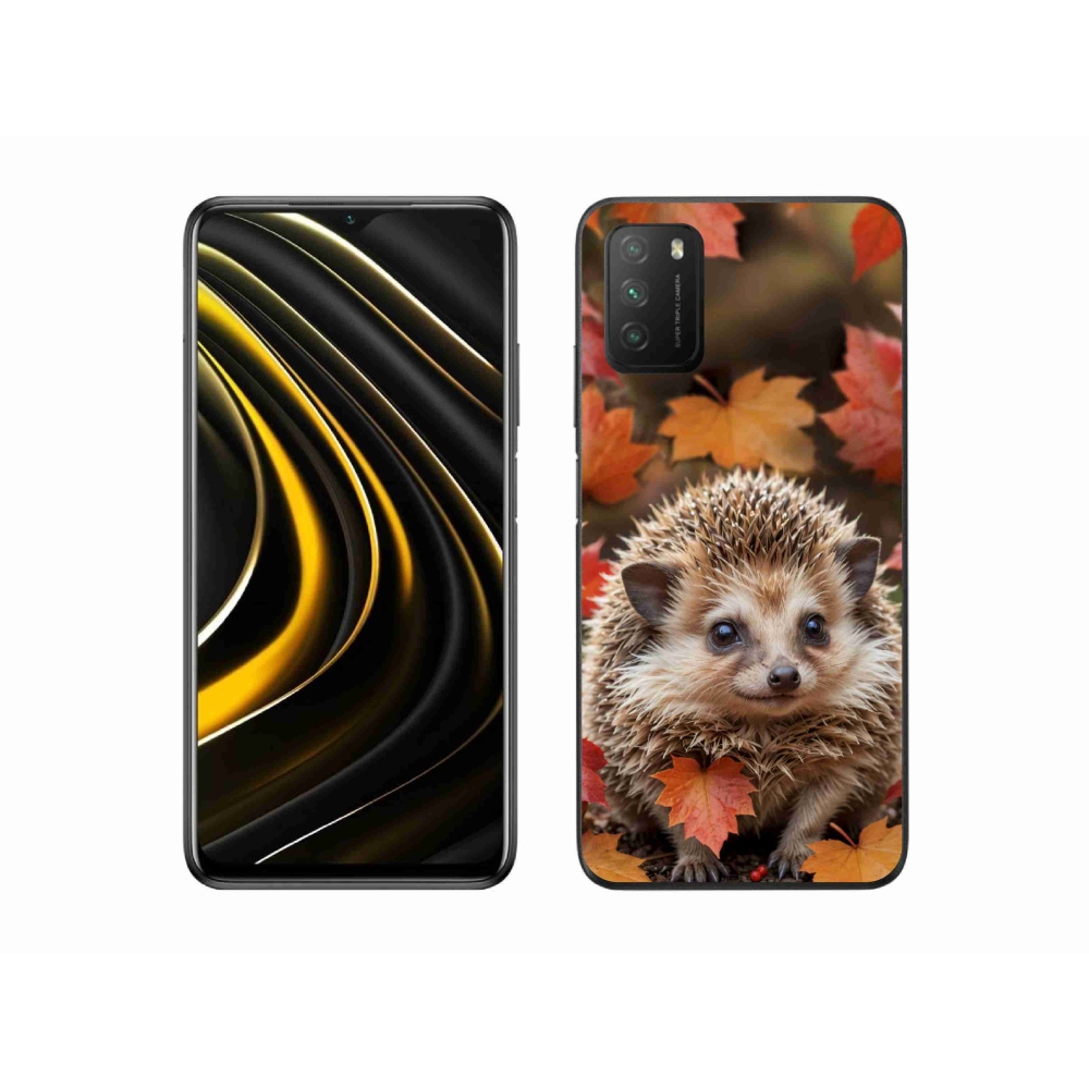 Gél borító mmCase a Xiaomi Poco M3-hoz - sün a levelekben