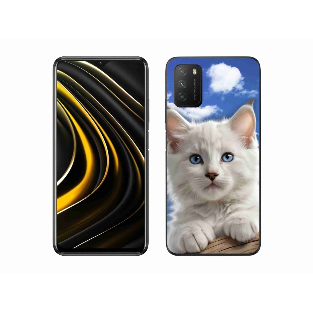 Gél borító mmCase a Xiaomi Poco M3-hoz - cica és felhők