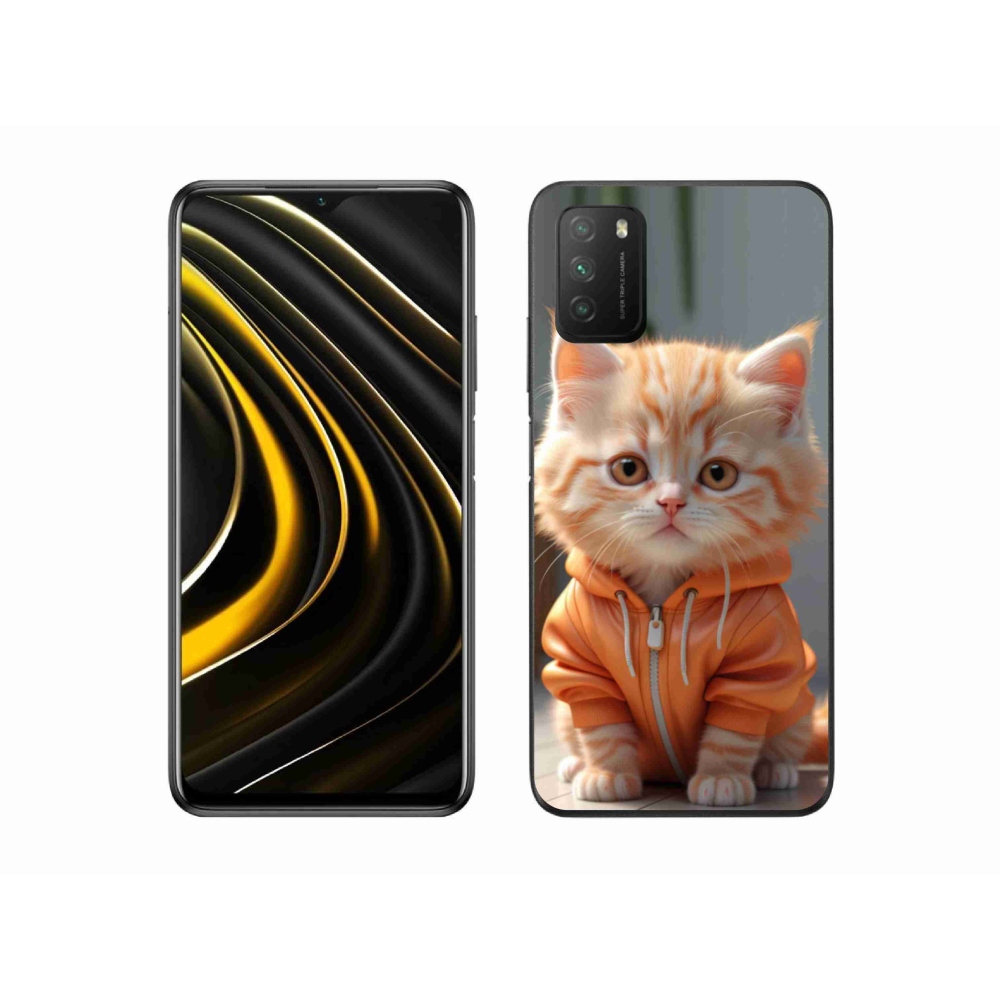 Gél borítás mmCase a Xiaomi Poco M3-hoz - cica egy melegítőben